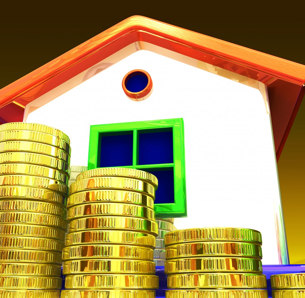Coins Around House Shows Home Savings